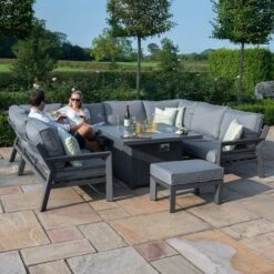 Maze New York U-Shaped Sofa Set With Firepit Table Aluminium Grey -GardenChic Elegant Shop 416984 5
