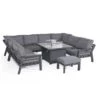 Maze New York U-Shaped Sofa Set With Firepit Table Aluminium Grey