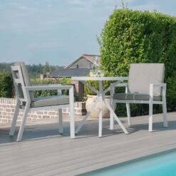 Maze New York 3 Piece Bistro Set Aluminium White 13 Maze New York 3 Piece Bistro Set Aluminium White -GardenChic Elegant Shop 417000 4