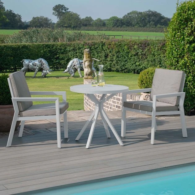 Maze New York 3 Piece Bistro Set Aluminium White 7 Maze New York 3 Piece Bistro Set Aluminium White - Image 5