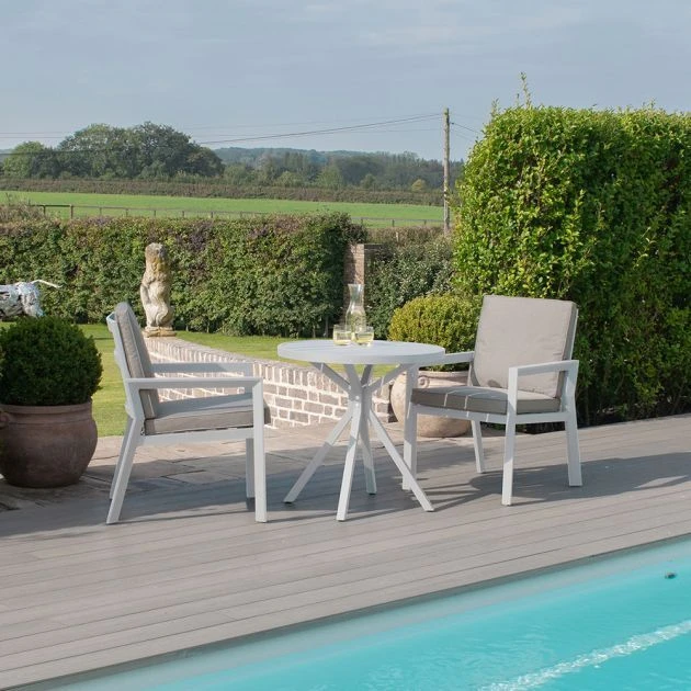 Maze New York 3 Piece Bistro Set Aluminium White 9 Maze New York 3 Piece Bistro Set Aluminium White - Image 7