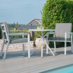 Maze New York 3 Piece Bistro Set Aluminium White 17 Maze New York 3 Piece Bistro Set Aluminium White -GardenChic Elegant Shop 417000 8