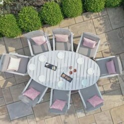 Maze New York Oval Dining Set Aluminium 8 Seater White 9 Maze New York Oval Dining Set Aluminium 8 Seater White -GardenChic Elegant Shop 417003 2