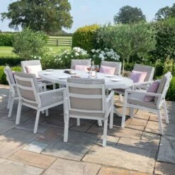 Maze New York Oval Dining Set Aluminium 8 Seater White 12 Maze New York Oval Dining Set Aluminium 8 Seater White -GardenChic Elegant Shop 417003 4