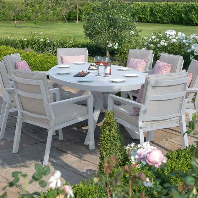 Maze New York Oval Dining Set Aluminium 8 Seater White 8 Maze New York Oval Dining Set Aluminium 8 Seater White - Image 6