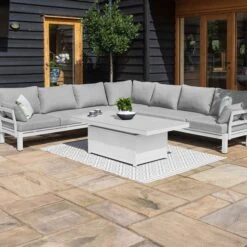 Maze Oslo Large Corner Group With Rising Table Aluminium White