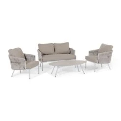 Maze Marina 2 Seat Weave Sofa Set With Oval Coffee Table Sandstone