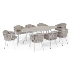 Maze Marina Oval Dining Set 8 Seater Sandstone