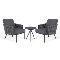 Maze Marina Lounge Set Weave Charcoal