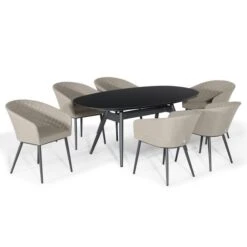 Maze Outdoor Fabric Ambition Oval Dining Set 6 Seater Oatmeal