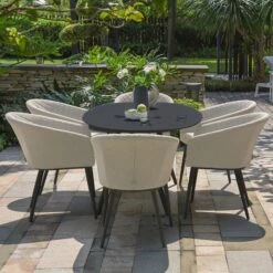 Maze Outdoor Fabric Ambition Oval Dining Set 6 Seater Oatmeal -GardenChic Elegant Shop 417045 7
