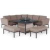 Maze Pulse Deluxe Square Corner Dining Set With Fire Pit Table Taupe