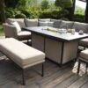 Maze Pulse Rectangular Corner Dining Set With Fire Pit Taupe -GardenChic Elegant Shop 417127 5