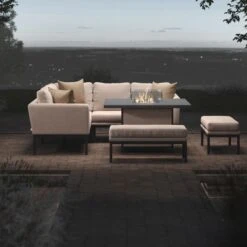 Maze Pulse Square Corner Dining Set With Fire Pit Table Oatmeal -GardenChic Elegant Shop 417132 6