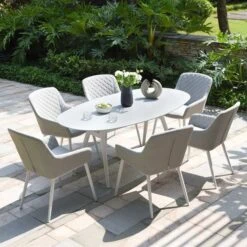 Maze Zest Oval Dining Set 8 Seater Lead Chine