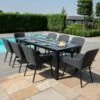 Maze Zest Rectangular Dining Set With Fire Pit Table 8 Seater Charcoal