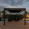 Maze Pergola Square Aluminium With 4 Drop Sides Grey 3mx3m