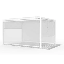 Maze Pergola Square Aluminium With 4 Drop Sides White 3mx4m