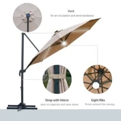 OUTSUNNY Cantilever Garden Parasol Aluminium Brown 3m -GardenChic Elegant Shop 5 1 135