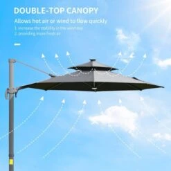 OUTSUNNY Cantilever Garden Parasol Aluminium Dark Grey 3m -GardenChic Elegant Shop 5 1 153