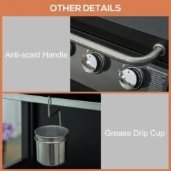 OUTSUNNY 3 Burner Deluxe Gas BBQ Steel Black -GardenChic Elegant Shop 5 1 164