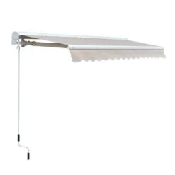OUTSUNNY Retractable Awning Metal Cream White 2.5m -GardenChic Elegant Shop 5 1 177
