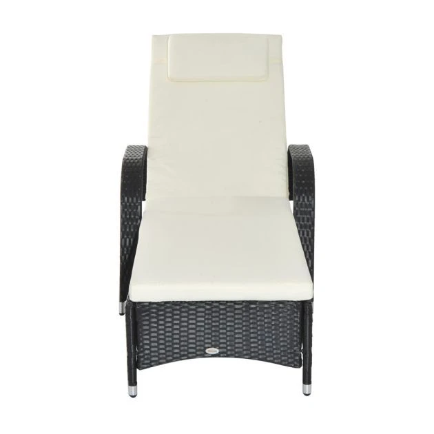 OUTSUNNY Steel Frame Rattan Adjustable Sun Lounger - Black 9 OUTSUNNY Steel Frame Rattan Adjustable Sun Lounger - Black - Image 7