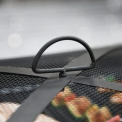 OUTSUNNY Square Steel Fire Pit With Grill Shelf 76cm -GardenChic Elegant Shop 5 2 185 21