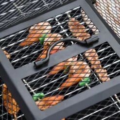 OUTSUNNY Square Steel Fire Pit With Grill Shelf 86cm 18 OUTSUNNY Square Steel Fire Pit With Grill Shelf 86cm -GardenChic Elegant Shop 5 2 185 22