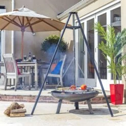 Tripod With Hanging Grill -GardenChic Elegant Shop 55578 tripod lifestyle 6