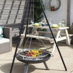 Tripod With Hanging Grill -GardenChic Elegant Shop 55578 tripod lifestyle 7