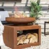 Kuda Medium Oxidised Firepit With Logstore -GardenChic Elegant Shop 58570 kuda medium lifestyle 4
