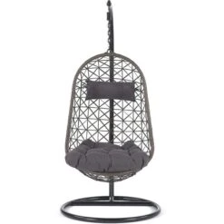 Antigua Rattan Egg Chair With Cushions Single Grey Black -GardenChic Elegant Shop 715gzfcmaus. ac sl1500