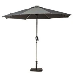 Ivory Round Crank And Tilt LED Strip Parasol 2.7m