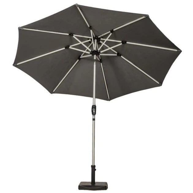 Grey Round Crank And Tilt LED Strip Parasol 2.7m 5 Grey Round Crank And Tilt LED Strip Parasol 2.7m - Image 3