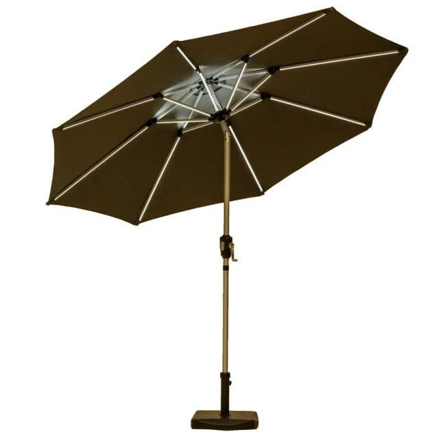 Grey Round Crank And Tilt LED Strip Parasol 2.7m 6 Grey Round Crank And Tilt LED Strip Parasol 2.7m - Image 4