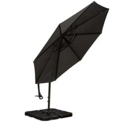 Grey Deluxe Pedal Operated Rotational Cantilever Parasol 3m -GardenChic Elegant Shop 735330 5 5