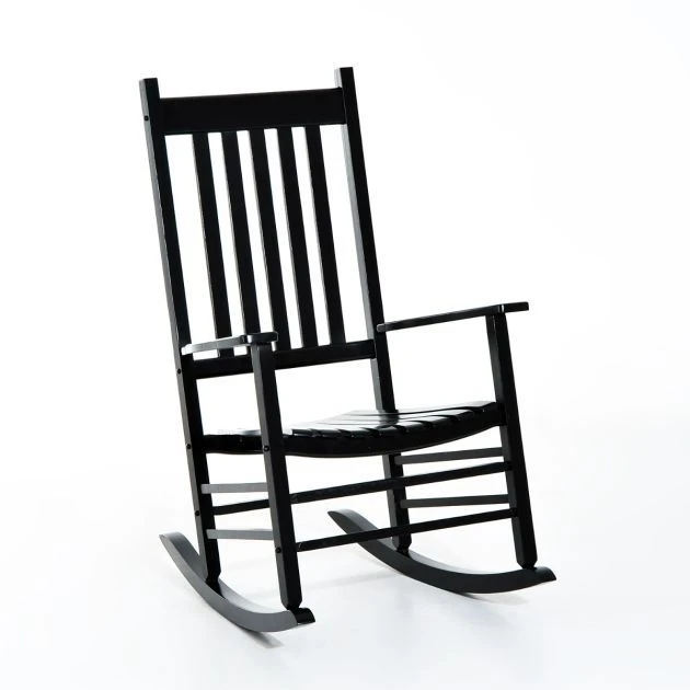 OUTSUNNY Wooden Rocking Chair Black 5 OUTSUNNY Wooden Rocking Chair Black - Image 3