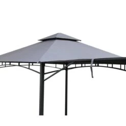 Algarve Awning Polyester Grey Gazebo 3.3Ã—3.3m + 2.1m With Air Vents -GardenChic Elegant Shop alggaz3.3x3.3 grey rc 3 2
