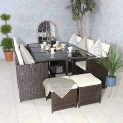 Cannes 10 Seater Cube Set -GardenChic Elegant Shop can10cub brown 4