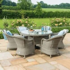 Maze Oxford 6 Seat Rattan Dining Set Round With Ice Bucket And Heritage Chairs -GardenChic Elegant Shop dsc 0020