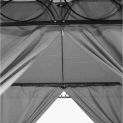 Dubai Grey Polyester Gazebo 3 X 3m With Curtains -GardenChic Elegant Shop dubai dubgaz3x3 grey rc 4 3
