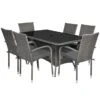 Malaga Grey Rattan Rectangular Stacking Dining Set 6 Seater -GardenChic Elegant Shop mal150 v2
