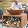 Moho Oxidised Steel Firepit With Steel Stand