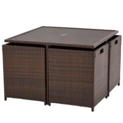 Nevada Brown Rattan Cube Dining Set 4 Seater -GardenChic Elegant Shop nev4cub brn 2 1