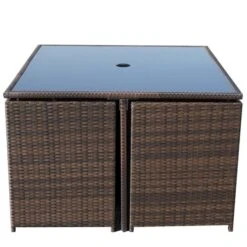 Nevada Brown Rattan Cube Dining Set 4 Seater -GardenChic Elegant Shop nev4cub brn 3 1
