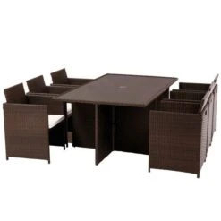 Nevada Brown Rattan Cube Dining Set 6 Seater