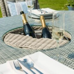 Maze Oxford 6 Seat Rattan Dining Set Round With Ice Bucket And Heritage Chairs -GardenChic Elegant Shop oxford ice bucket close up 01s 1