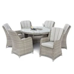 Maze Oxford 6 Seat Round Dining Set With Ice Bucket And Venice Chairs -GardenChic Elegant Shop oxford whiteout 2 sq
