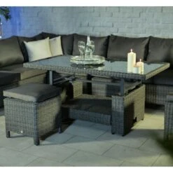 Paris Grey Rattan Deluxe Modular Corner Dining Set 7 Piece -GardenChic Elegant Shop paradjmod16